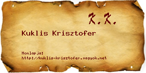 Kuklis Krisztofer névjegykártya